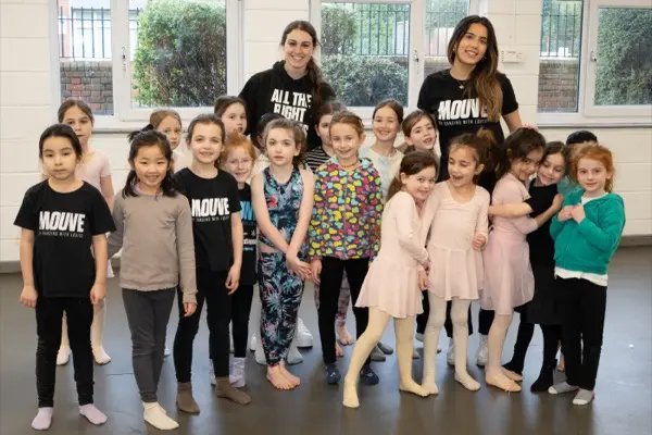 Class group with teachers in dance studio