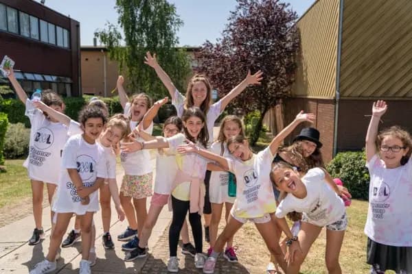 Summer camp group photo with teachers