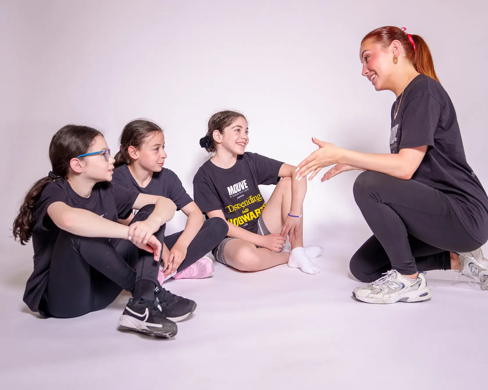 MOUVE dance teachers caring for young students during a kids dance class in Hendon