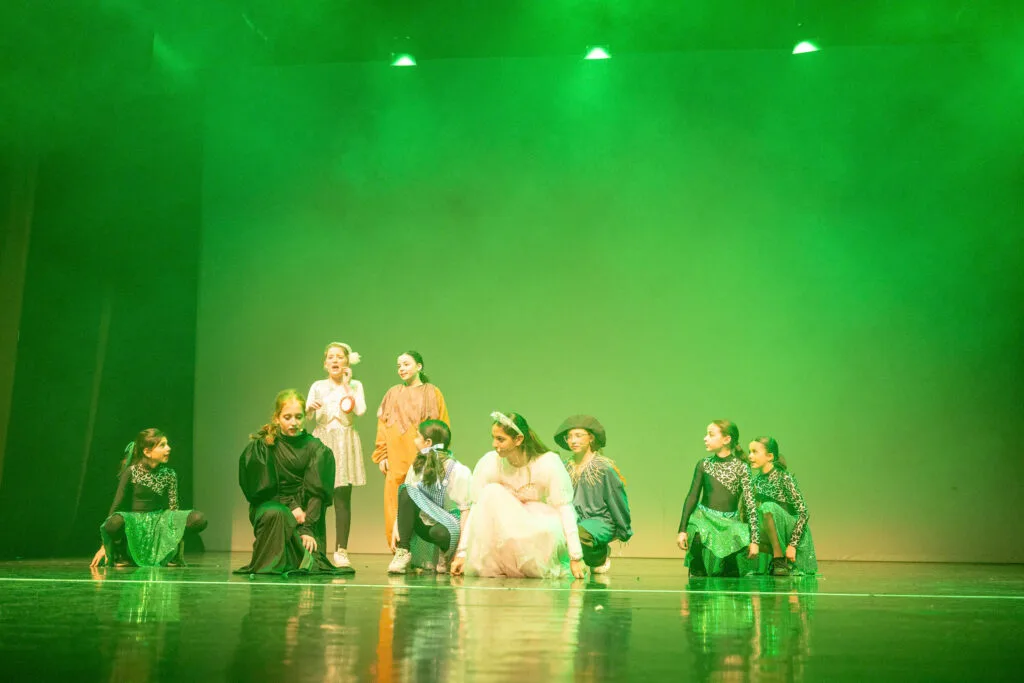 Group of young dancers backstage