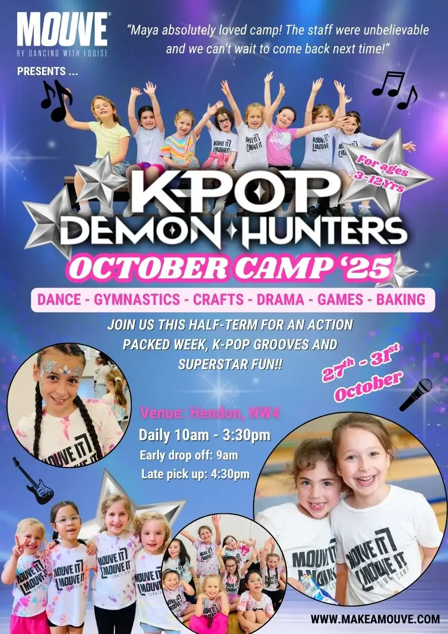 October Half-Term Camp 2025 flyer for MOUVE by Dancing with Louise in Hendon